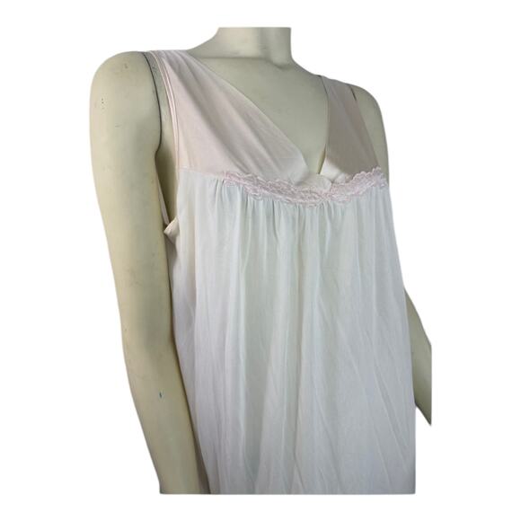 Vintage Vanity Fair slip night gown made in USA peach with pink size large - Picture 3 of 11